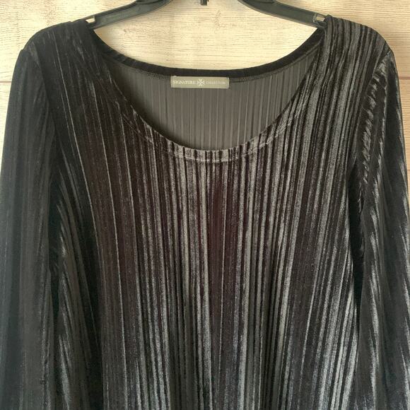 Avon Signature Collection Black Velour Blouse Ribbed Bell Sleeves Large 12-14 - Picture 2 of 15